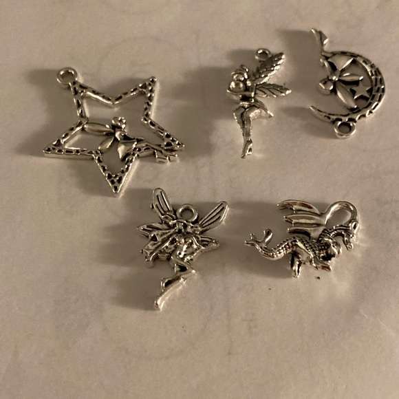 Lot of  5 charms/pendants fairy theme for jewelry - Picture 1 of 8